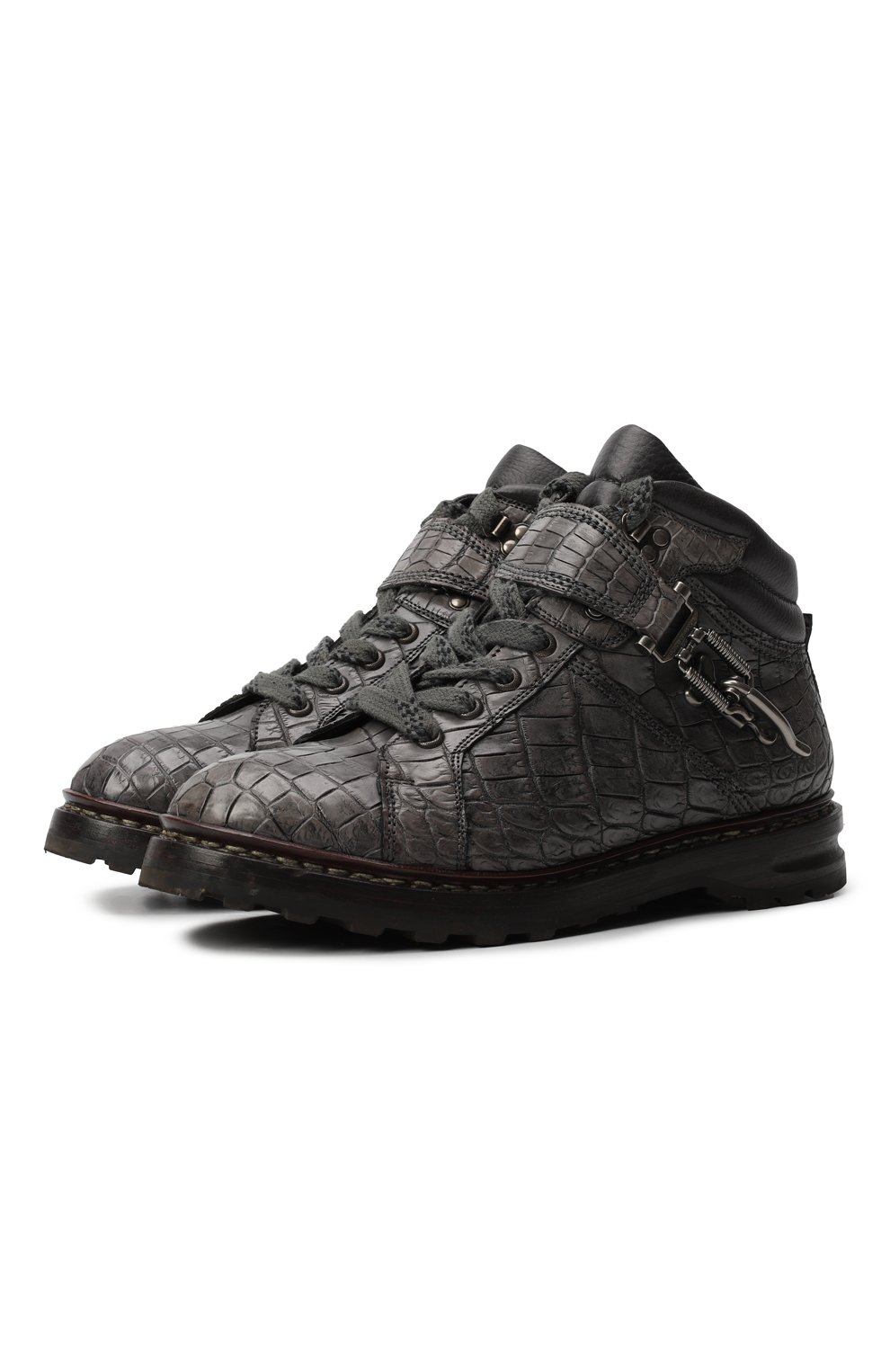 Ботинки из кожи крокодила | Dolce & Gabbana | Серый - 1