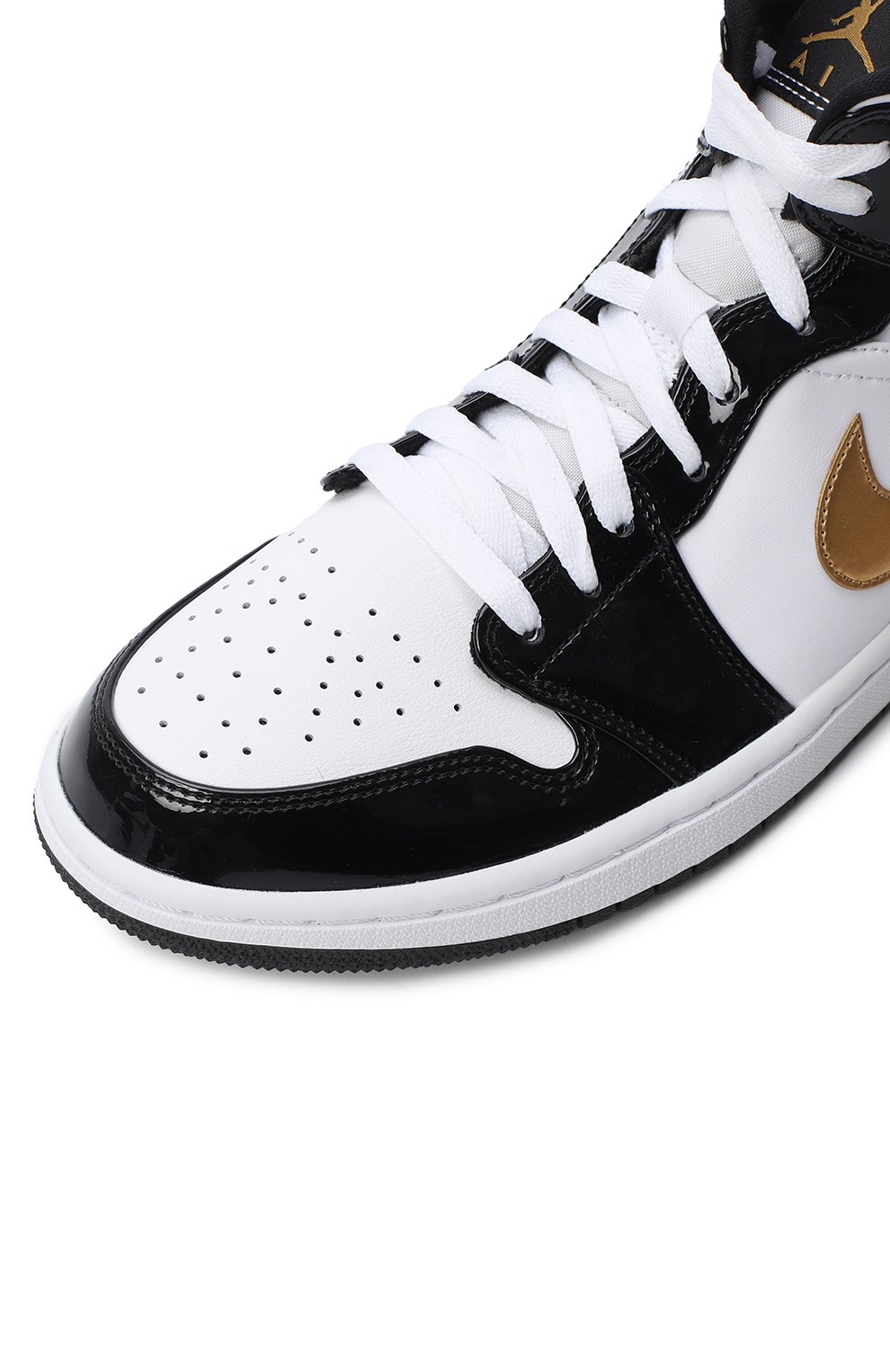 Кеды Air Jordan 1 Mid Patent Black White Gold | Nike | Чёрно-белый - 8