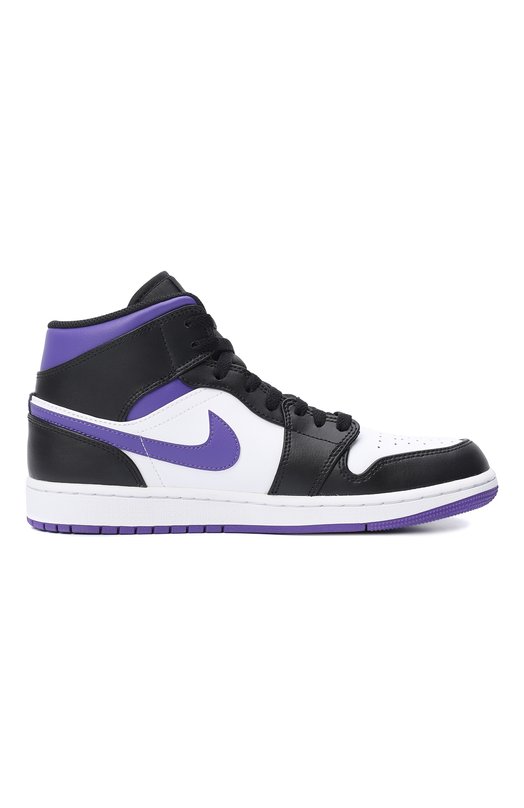 Кеды Air Jordan 1 Mid White Black Purple | Nike | Разноцветный - 5