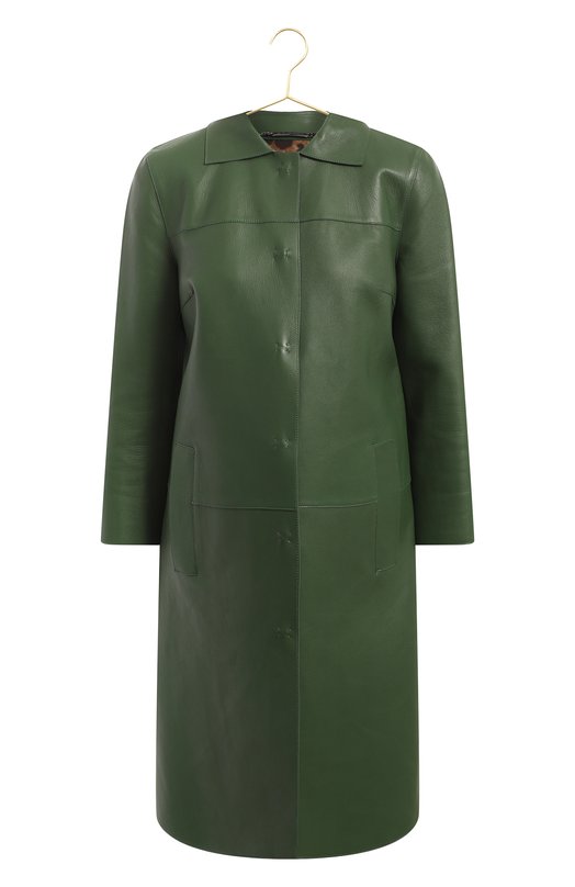 Кожаное пальто | Dolce & Gabbana | Зелёный - 1