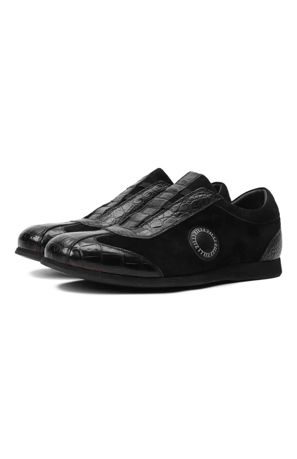 Кроссовки с отделкой из кожи крокодила | Zilli | Чёрный - 1