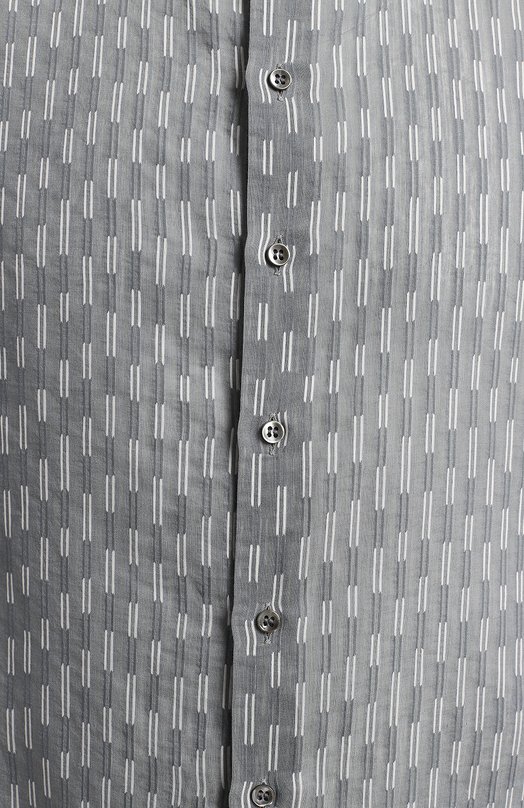 Рубашка из хлопка и шелка | Giorgio Armani | Серый - 3