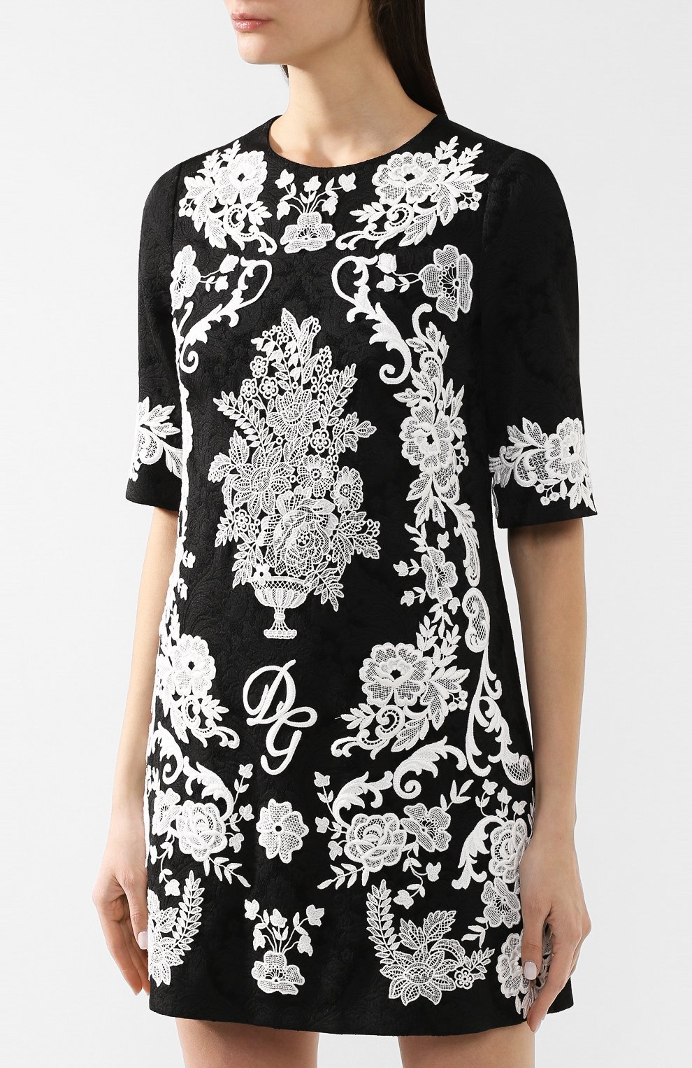 Жаккардовое платье | Dolce & Gabbana | Чёрно-белый - 5