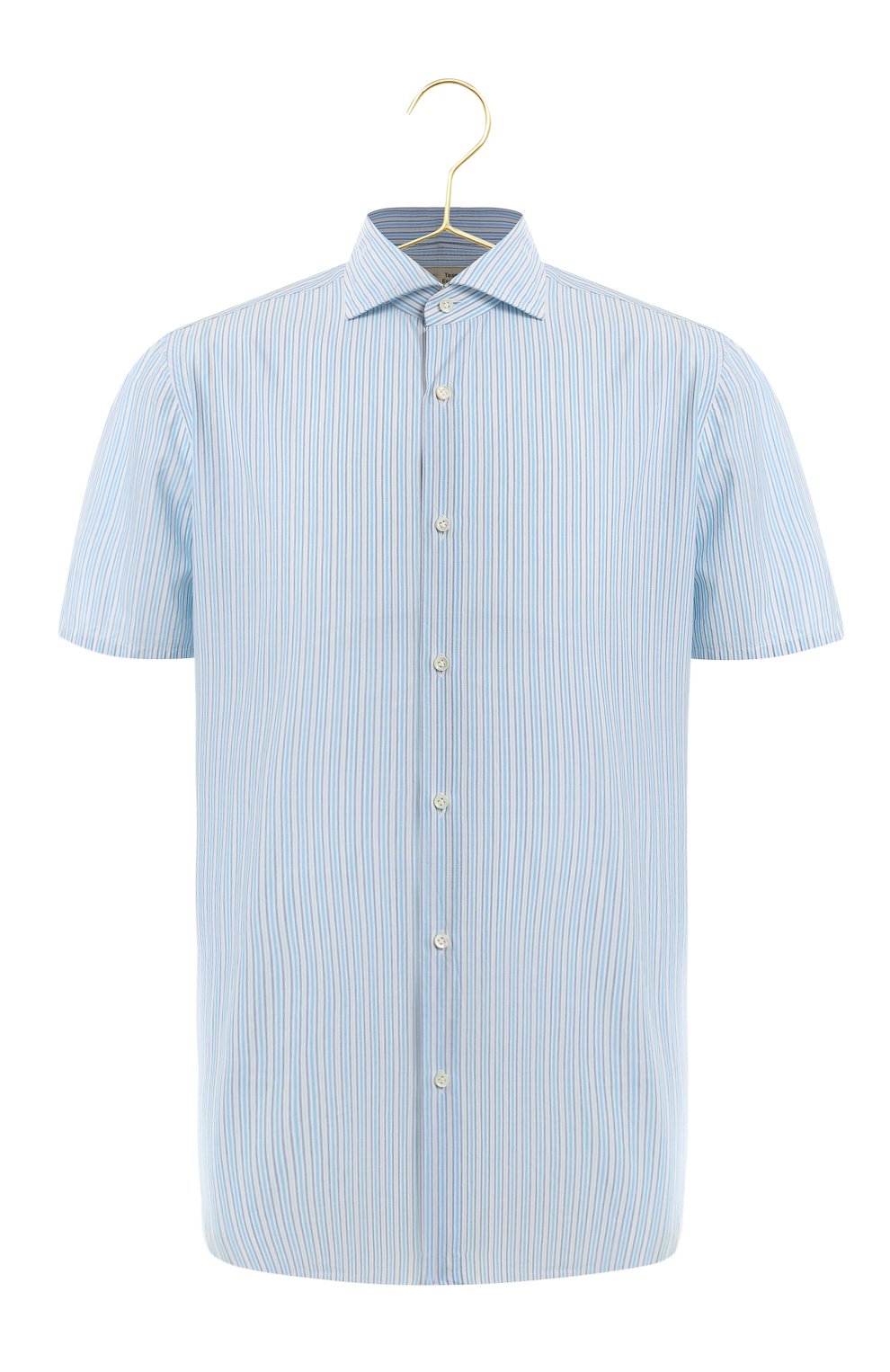Рубашка из хлопка и льна | Luigi Borrelli | Голубой - 1