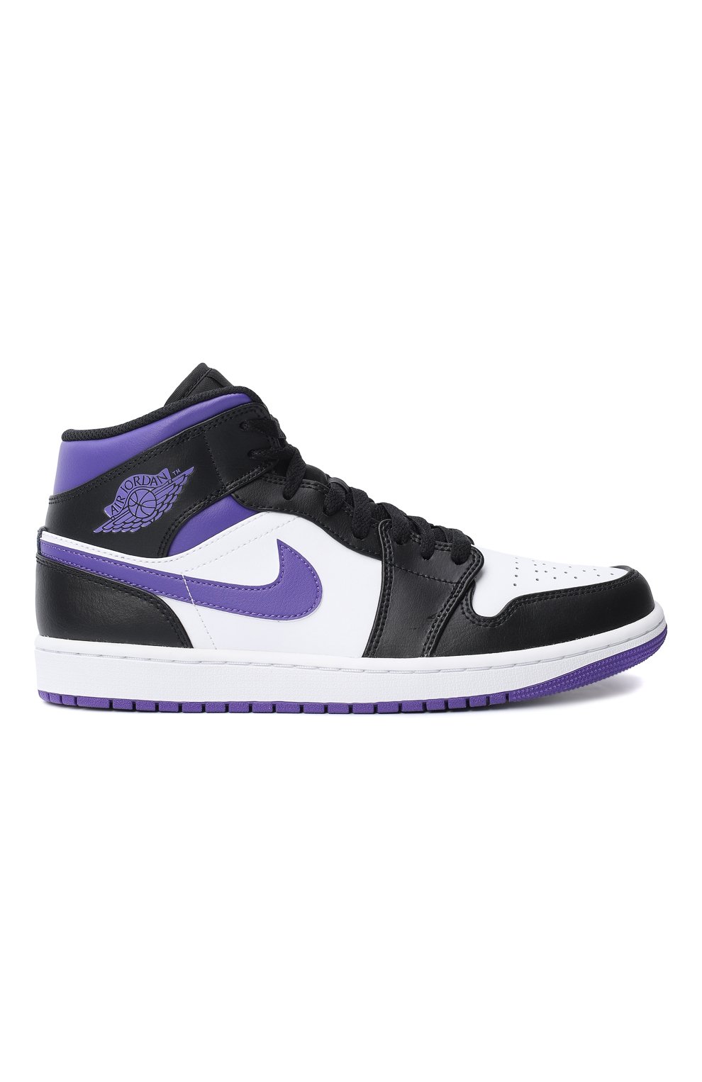 Кеды Air Jordan 1 Mid White Black Purple | Nike | Разноцветный - 7