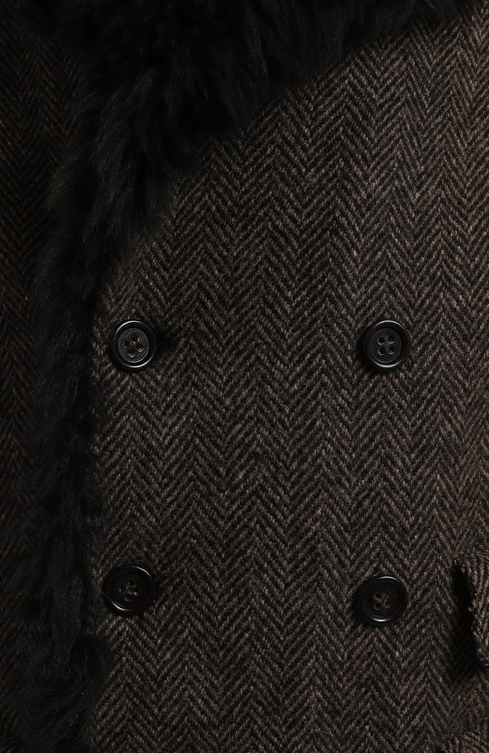 Шерстяное пальто с меховой отделкой | Dolce & Gabbana | Коричневый - 3