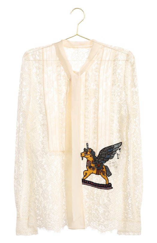 Блузка из хлопка и вискозы | Dolce & Gabbana | Кремовый - 1