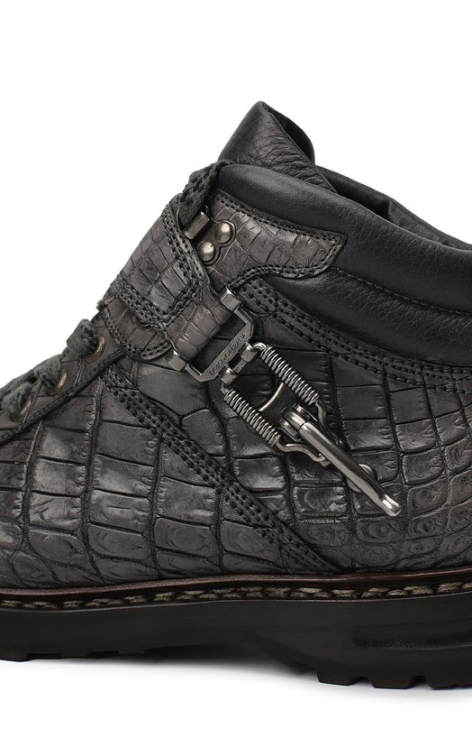 Ботинки из кожи крокодила | Dolce & Gabbana | Серый - 8