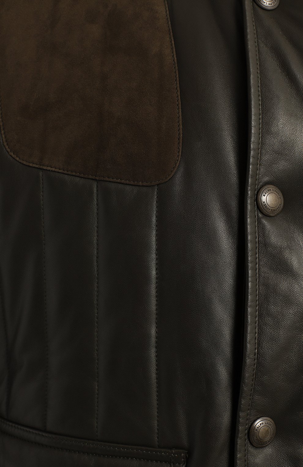 Куртка с отделкой из кожи | Ralph Lauren | Хаки - 4