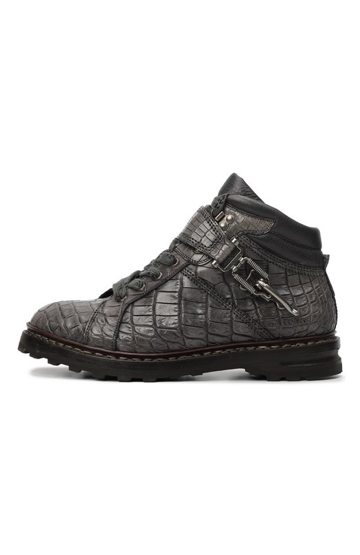 Ботинки из кожи крокодила | Dolce & Gabbana | Серый - 4