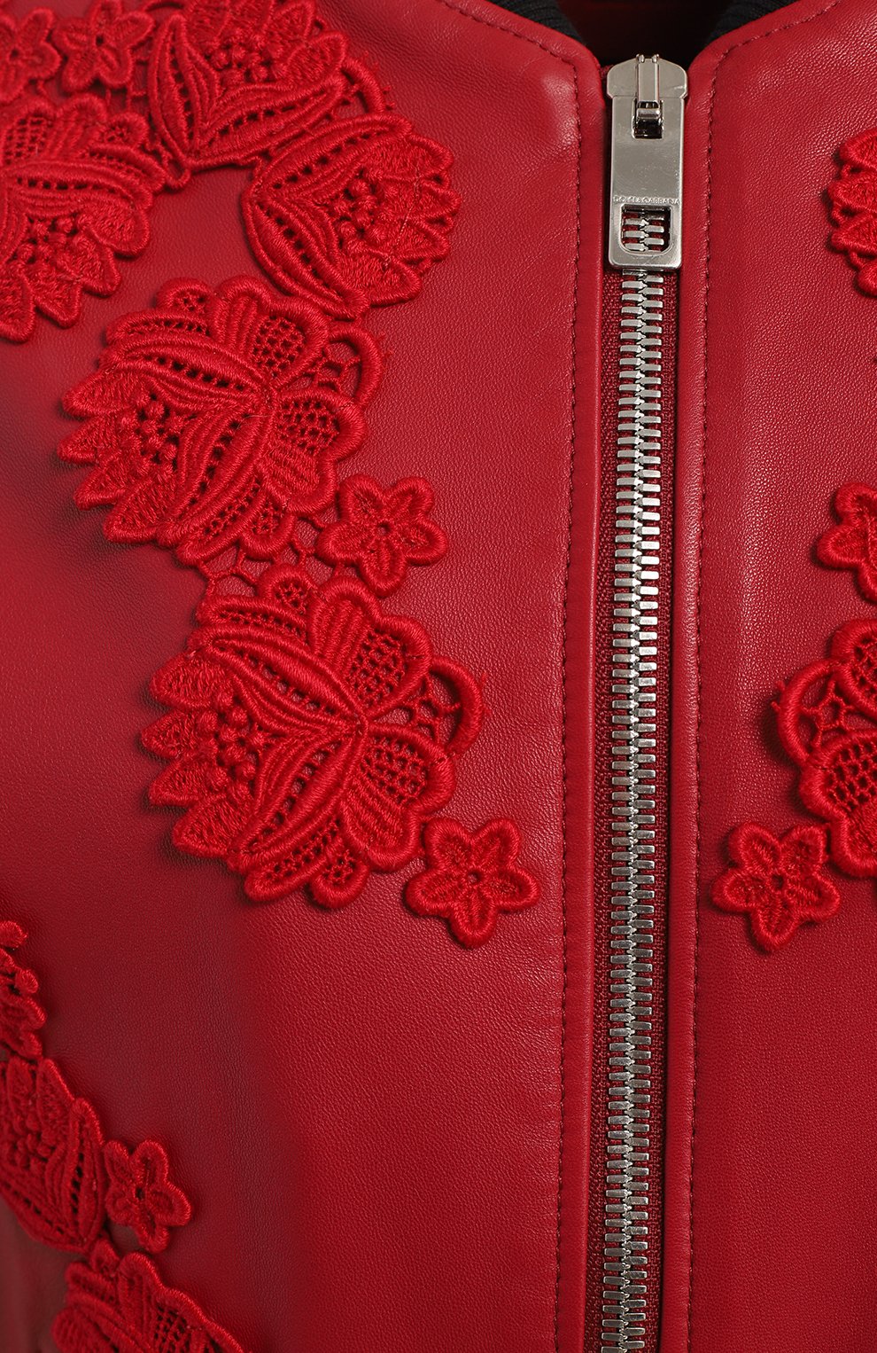 Кожаный бомбер | Dolce & Gabbana | Красный - 3