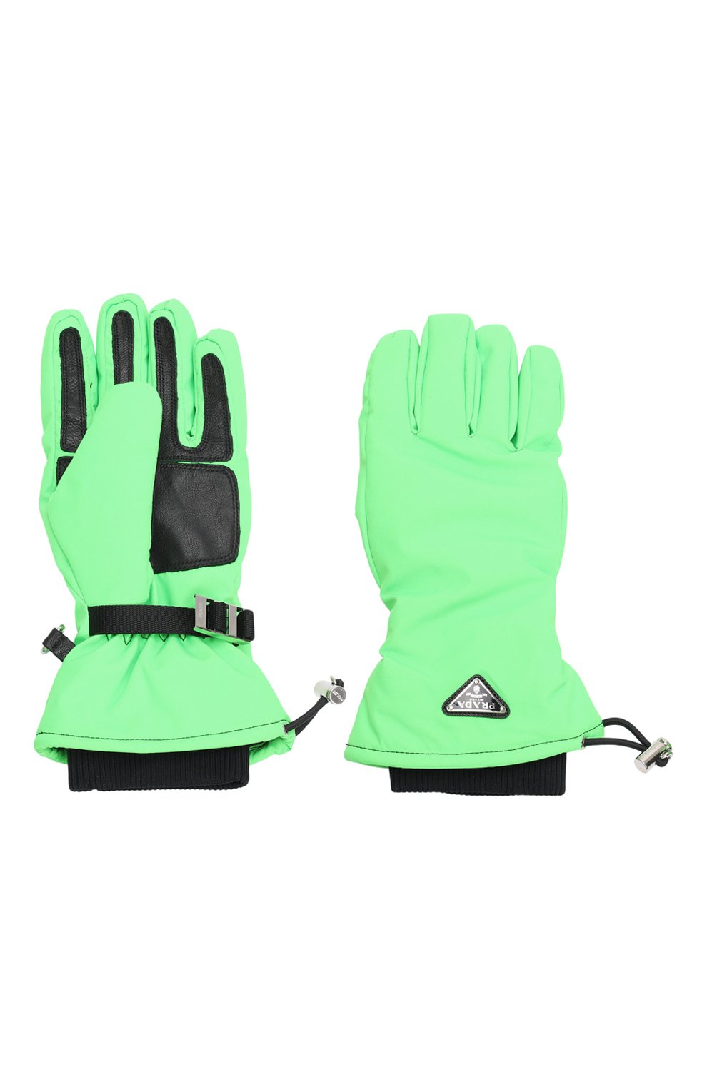 Утепленные перчатки с отделкой из кожи | Prada | Зелёный - 2
