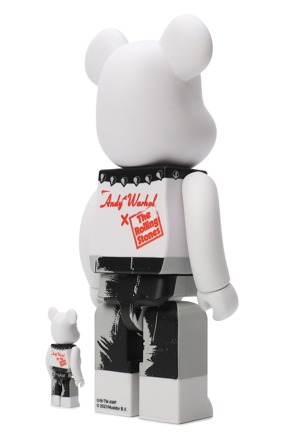 Набор фигур Bearbrick x Andy Warhol x The Rolling Stones (Sticky Fingers) 100% & 400% | Bearbrick | Чёрно-белый - 3