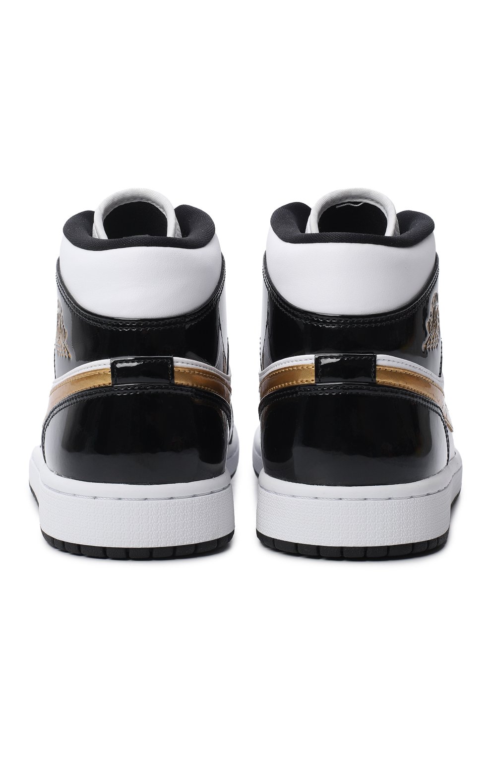 Кеды Air Jordan 1 Mid Patent Black White Gold | Nike | Чёрно-белый - 3