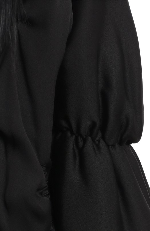 Шелковая куртка с отделкой из меха | Giorgio Armani | Чёрный - 3