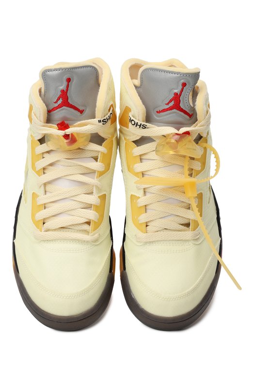 Кроссовки Off-White x Air Jordan 5 Retro SP Sail | Nike | Жёлтый - 2