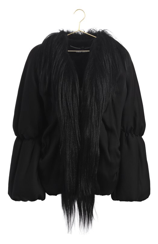Шелковая куртка с отделкой из меха | Giorgio Armani | Чёрный - 1