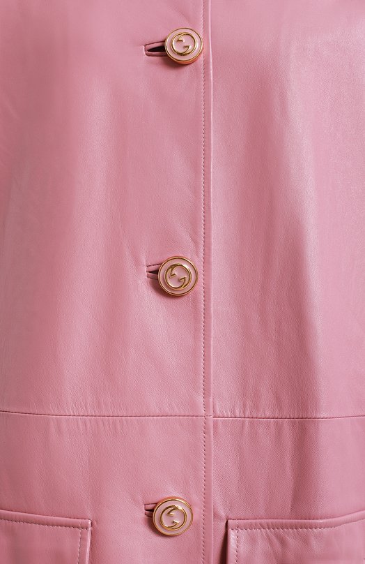 Кожаное пальто | Gucci | Розовый - 3