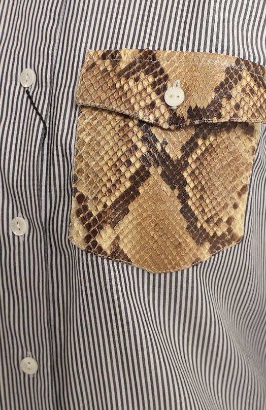 Рубашка с отделкой из кожи питона | Dolce & Gabbana | Серый - 3