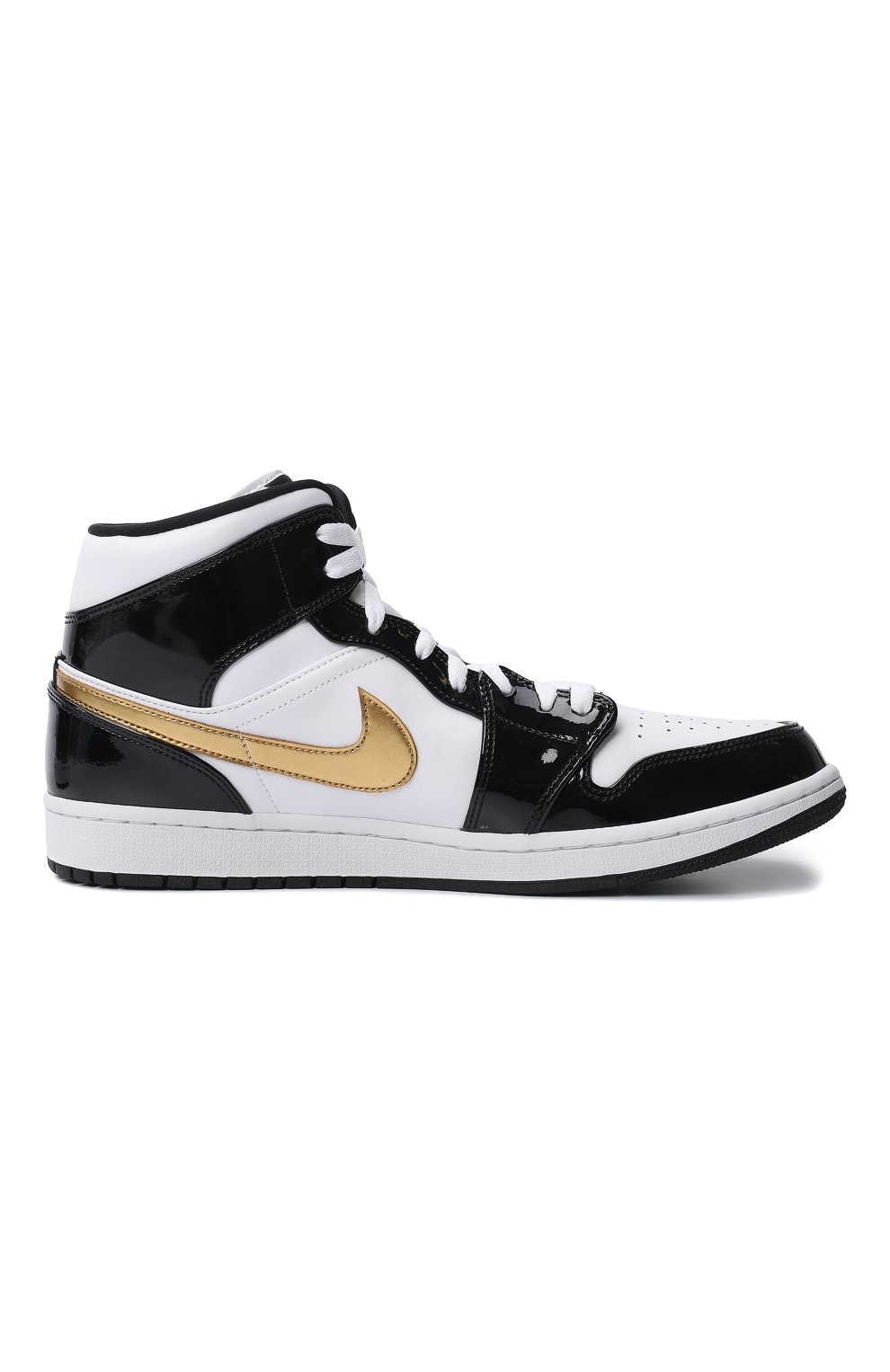 Кеды Air Jordan 1 Mid Patent Black White Gold | Nike | Чёрно-белый - 5