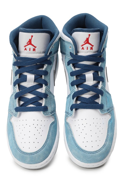 Кеды Air Jordan 1 Mid GS 'French Blue Fire Red' | Nike | Голубой - 2