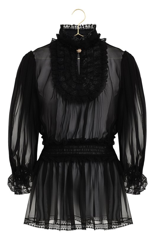 Блузка из шелка и хлопка | Dolce & Gabbana | Чёрный - 1