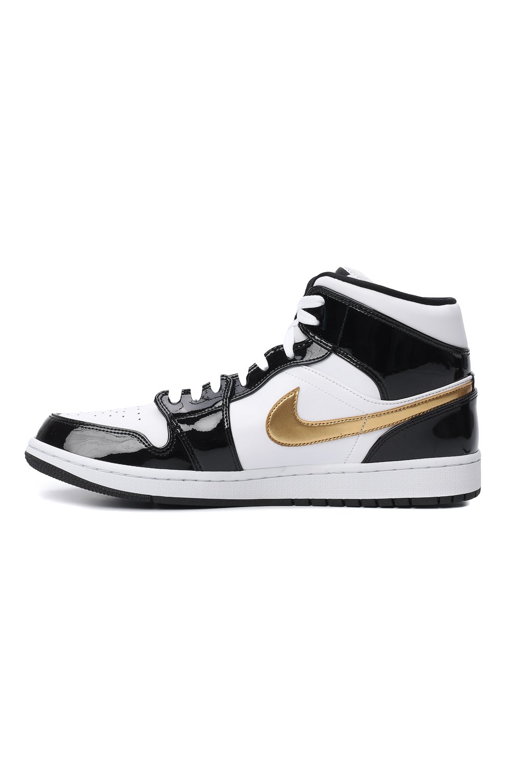 Кеды Air Jordan 1 Mid Patent Black White Gold | Nike | Чёрно-белый - 6
