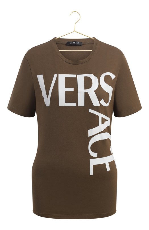 Хлопковая футболка | Versace | Хаки - 1