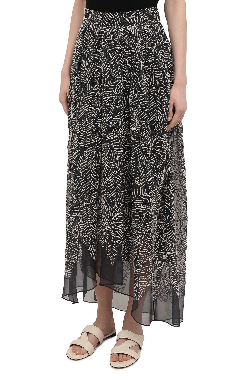 Шелковая юбка | Brunello Cucinelli | Серый - 5