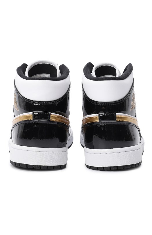 Кеды Air Jordan 1 Mid Patent Black White Gold | Nike | Чёрно-белый - 3