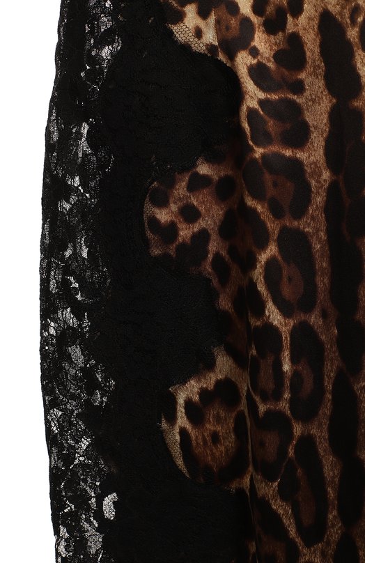 Юбка из хлопка и шелка | Dolce & Gabbana | Леопардовый - 3