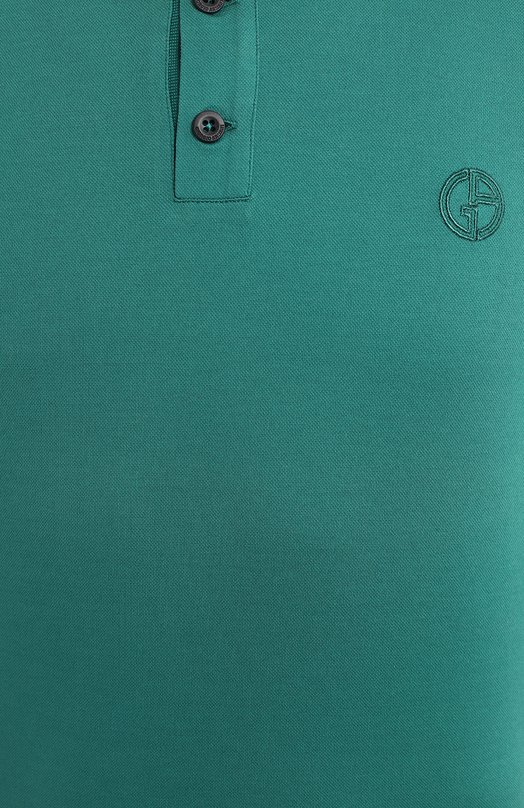 Хлопковое поло | Giorgio Armani | Зелёный - 3