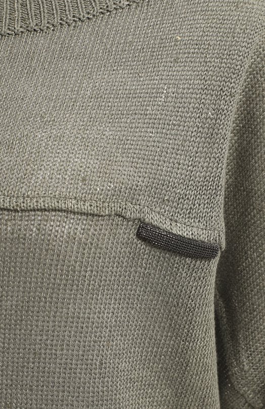 Пуловер изо льна и шелка | Brunello Cucinelli | Зелёный - 3