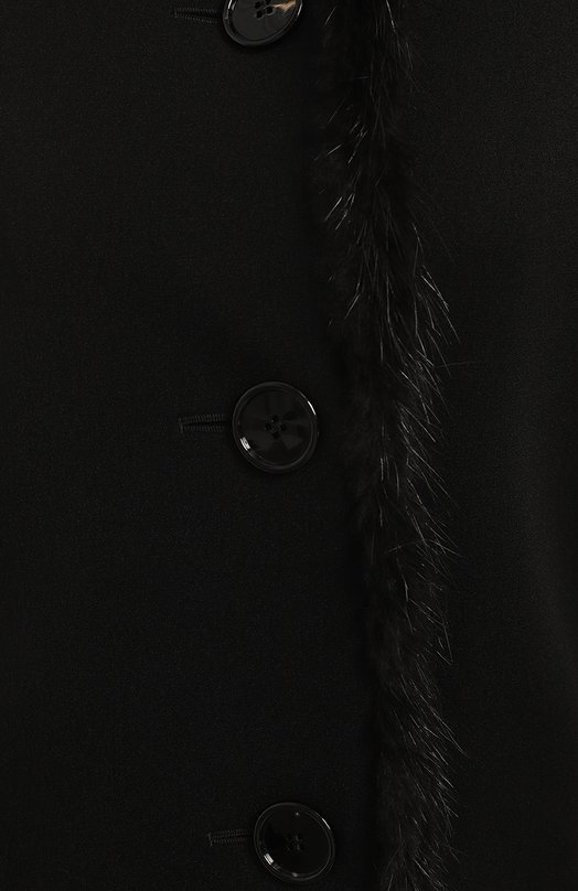 Пальто с меховой отделкой | Prada | Чёрный - 3