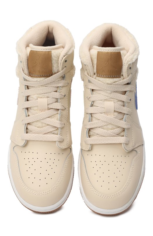Кеды Air Jordan 1 Mid GS Fleece Pearl White | Nike | Бежевый - 2