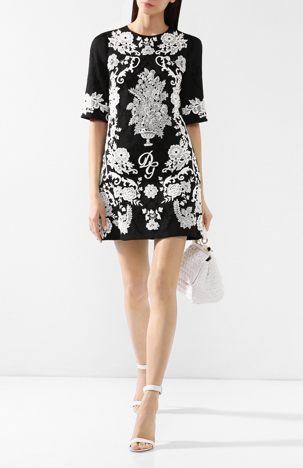 Жаккардовое платье | Dolce & Gabbana | Чёрно-белый - 4