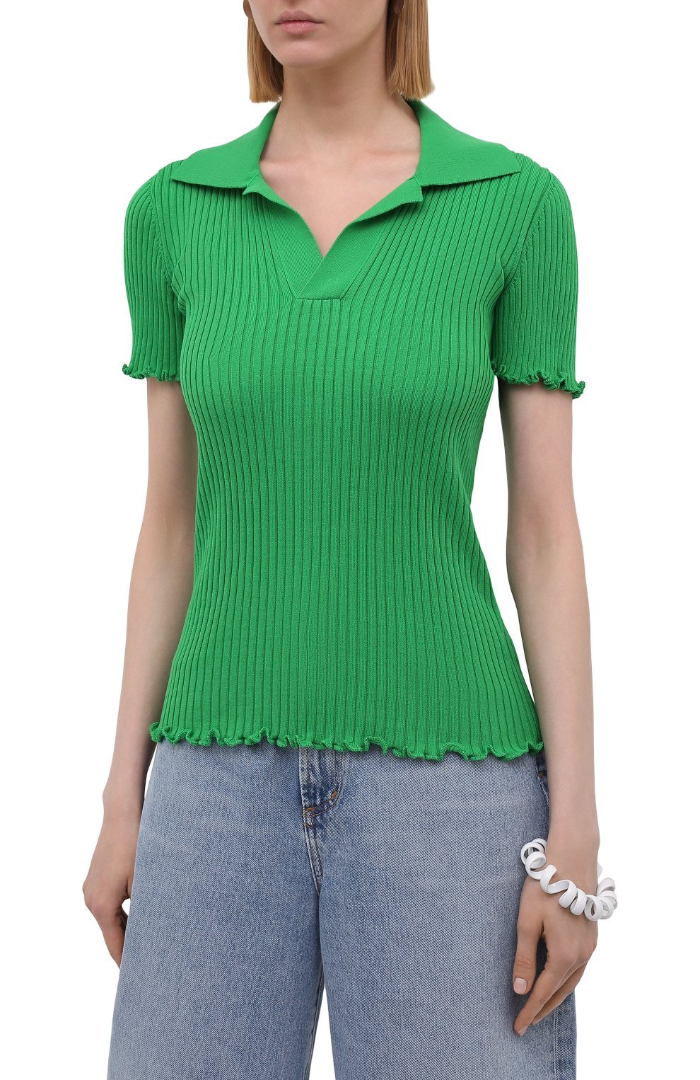 Хлопковый пуловер | Bottega Veneta | Зелёный - 5
