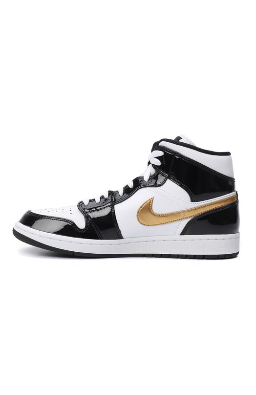 Кеды Air Jordan 1 Mid Patent Black White Gold | Nike | Чёрно-белый - 6