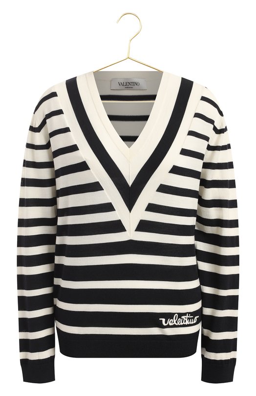 Шерстяной пуловер | Valentino | Чёрно-белый - 1