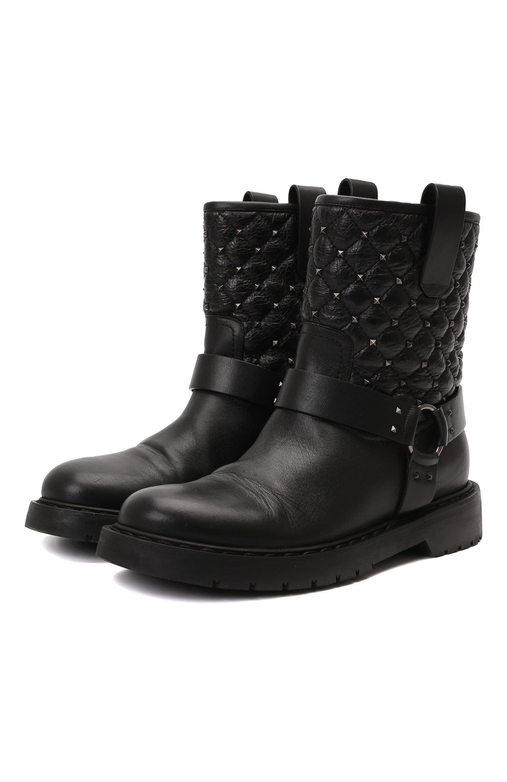 Кожаные ботинки Rockstud Spike | Valentino | Чёрный - 1