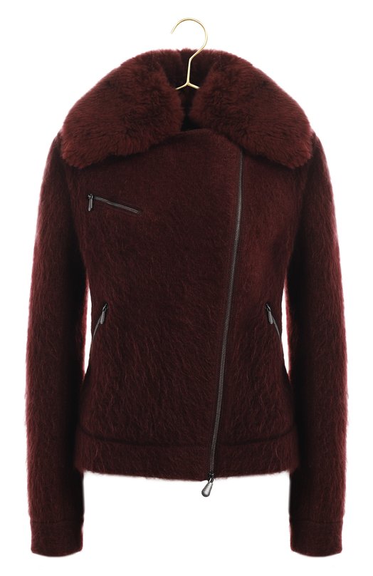 Шерстяная куртка с меховой отделкой | Bottega Veneta | Бордовый - 1