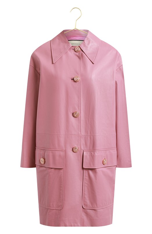 Кожаное пальто | Gucci | Розовый - 1