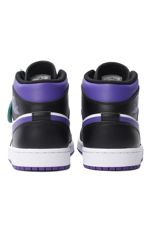 Кеды Air Jordan 1 Mid White Black Purple | Nike | Разноцветный - 3