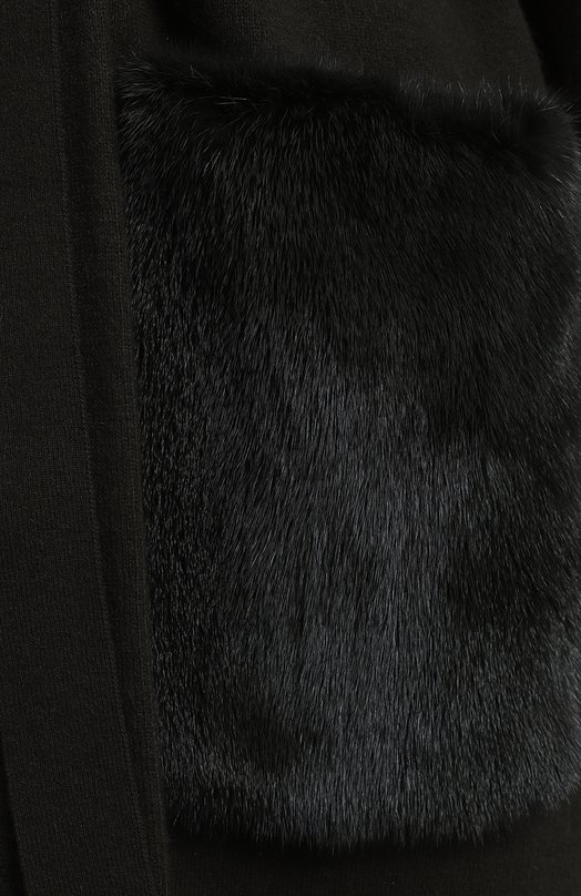 Пальто с меховой отделкой | Yves Salomon | Зелёный - 3