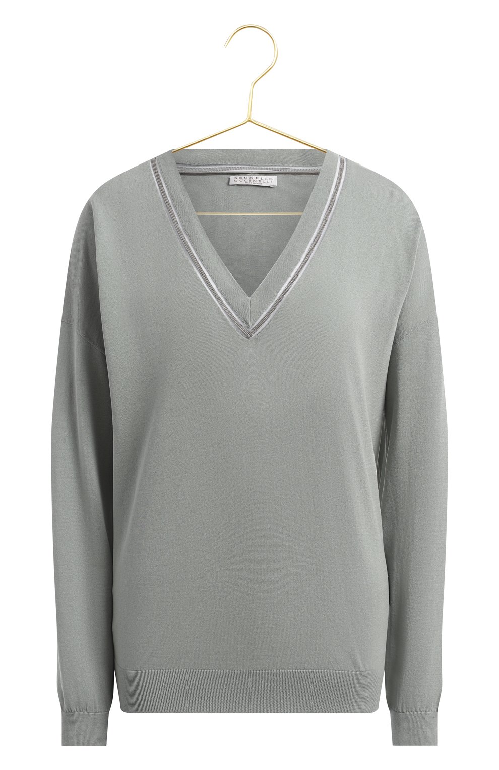 Хлопковый пуловер | Brunello Cucinelli | Серый - 1