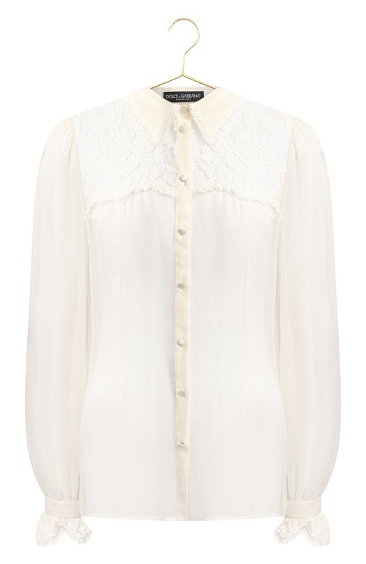 Блузка из шелка и хлопка | Dolce & Gabbana | Кремовый - 1