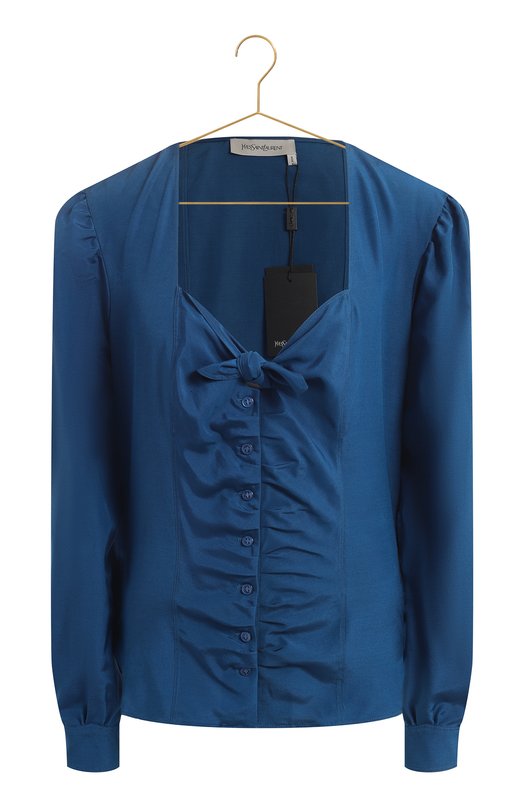 Блузка из шелка и шерсти | Saint Laurent | Синий - 1