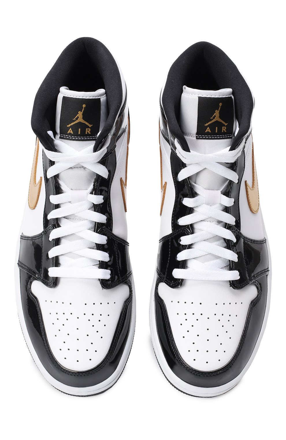 Кеды Air Jordan 1 Mid Patent Black White Gold | Nike | Чёрно-белый - 2