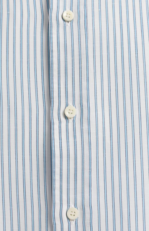 Рубашка из хлопка и льна | Brioni | Голубой - 3