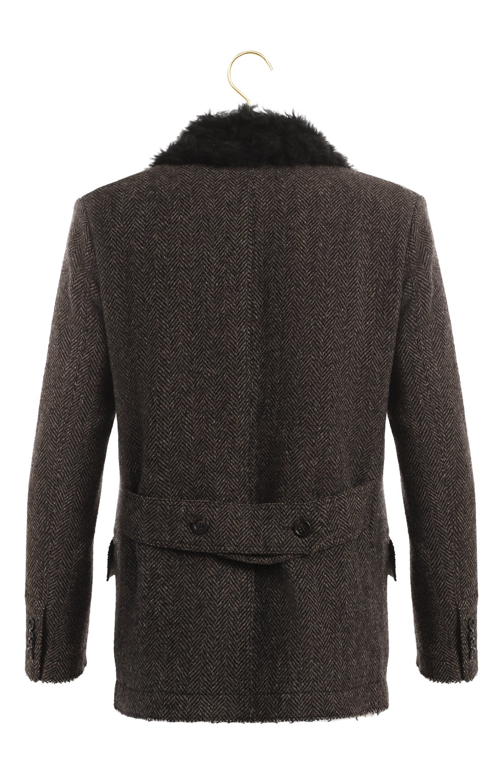Шерстяное пальто с меховой отделкой | Dolce & Gabbana | Коричневый - 2